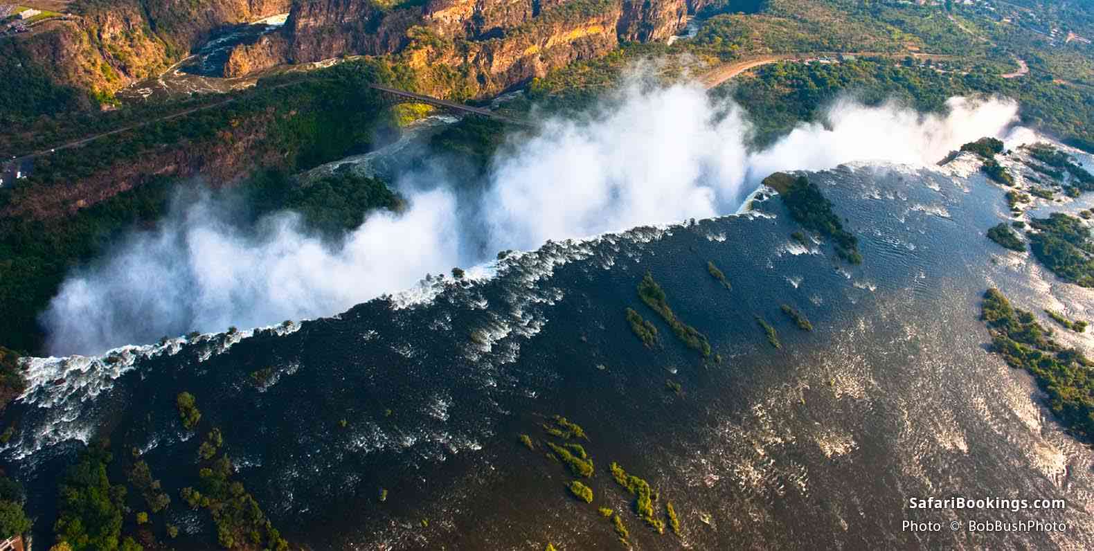 Victoria Falls from a helicopter view