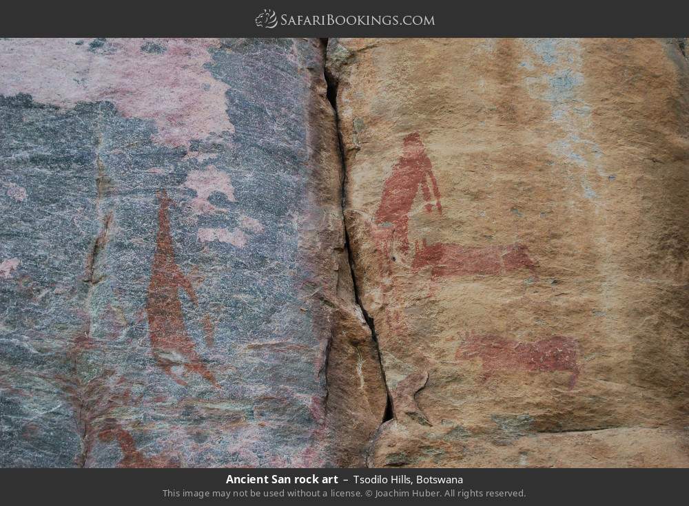 Ancient San rock art in the Tsodilo Hills in Tsodilo Hills, Botswana