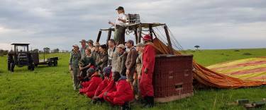 Group photo after a balloon landing