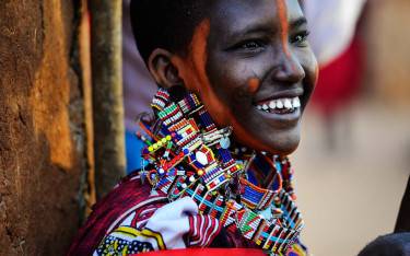 Maasai woman with beaded jewelry