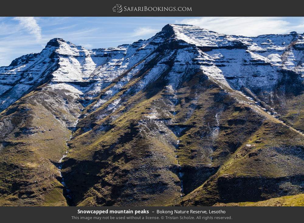 Snowcapped mountain peaks in Bokong NR in Bokong Nature Reserve, Lesotho