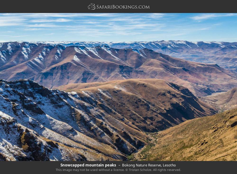 Snowcapped mountain peaks in Bokong NR in Bokong Nature Reserve, Lesotho