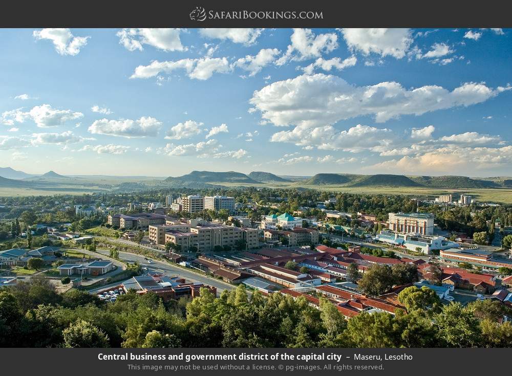 Central business and government district of the capital city Maseru in Maseru, Lesotho