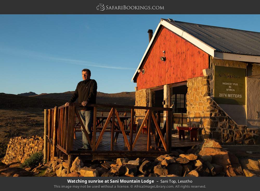 Watching sunrise at Sani Mountain Lodge in Sani Top, Lesotho