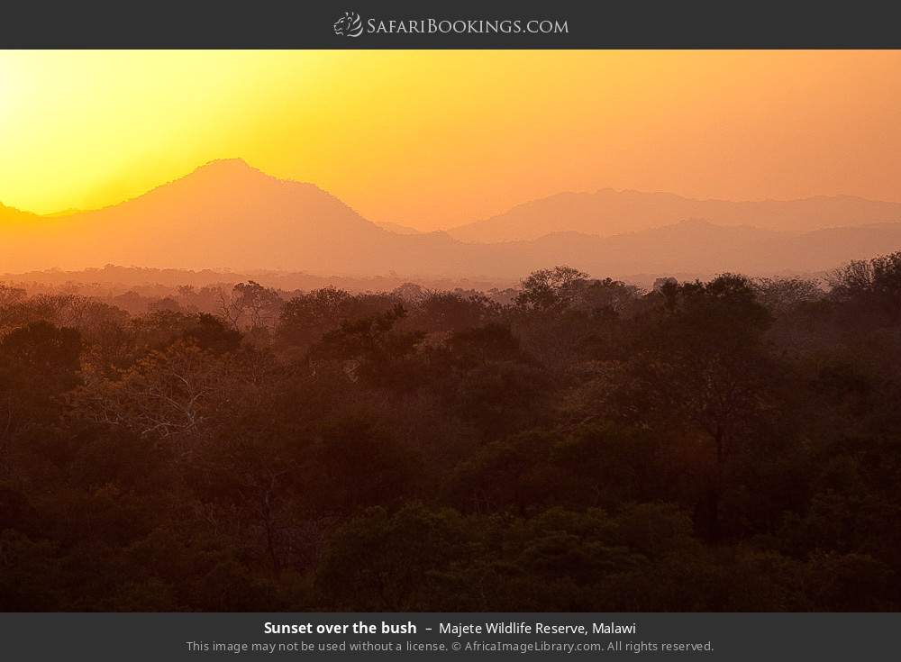 Sunset over the bush in Majete Wildlife Reserve, Malawi