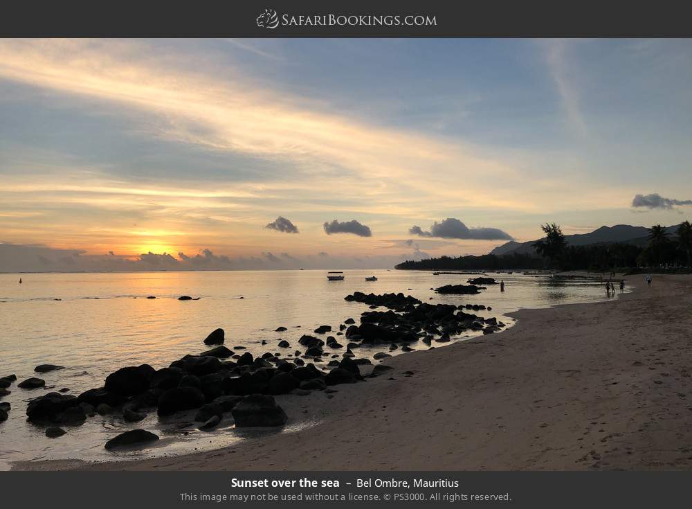 Sunset over Bel Ombre Beach in Bel Ombre, Mauritius