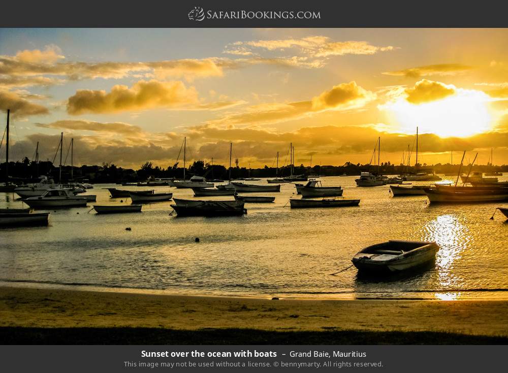 Sunset over the ocean at Grand Baie in Grand Baie, Mauritius