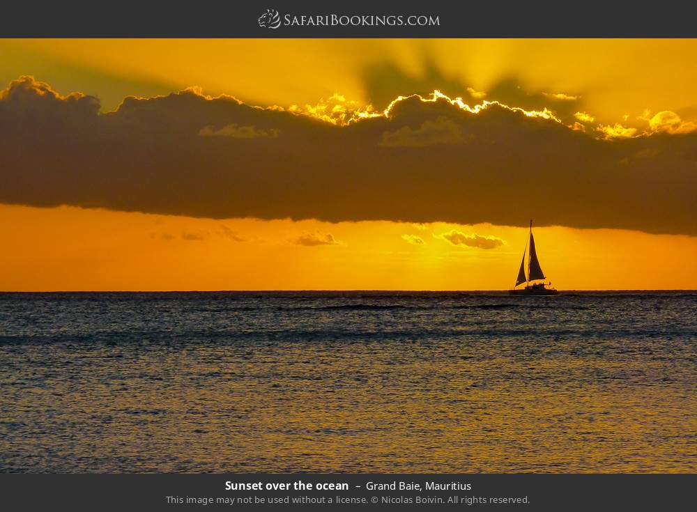 Sunset over the ocean at Grand Baie in Grand Baie, Mauritius
