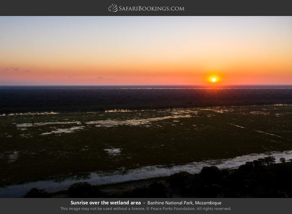 Sunrise over the wetland area in Banhine National Park, Mozambique