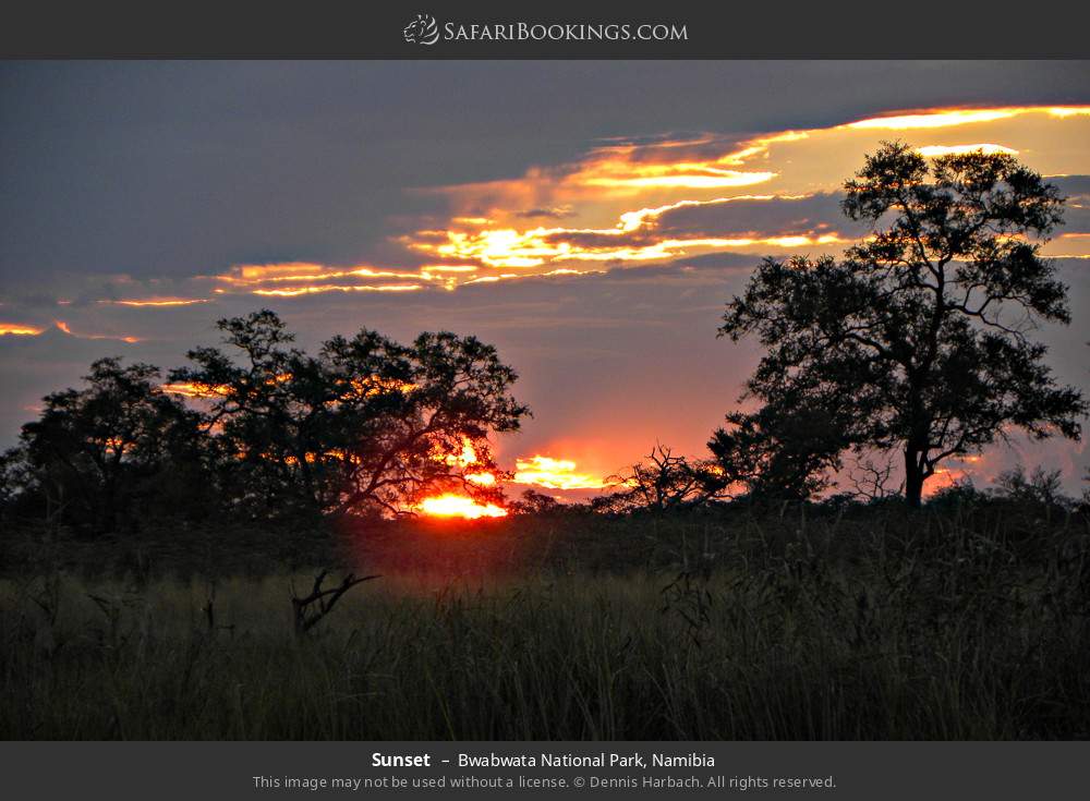 Sunset in Bwabwata National Park, Namibia