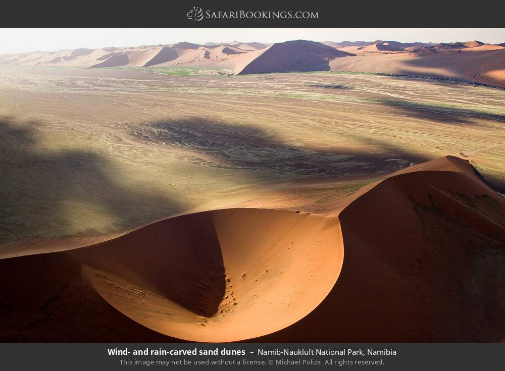 Wind- and rain-carved sand dunes in Namib-Naukluft National Park, Namibia