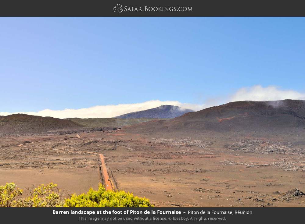 Barren landscape at the foot of Piton de la Fournaise in Piton de la Fournaise, Réunion