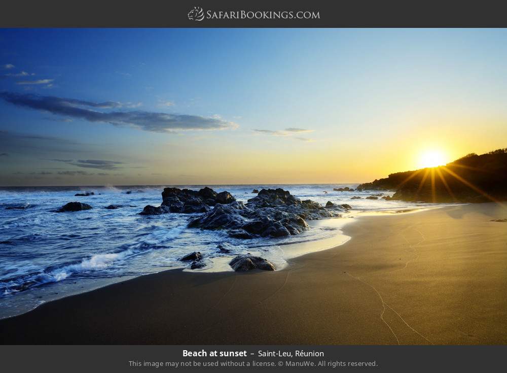 Beach at sunset at Saint-Leu in Saint-Leu, Réunion