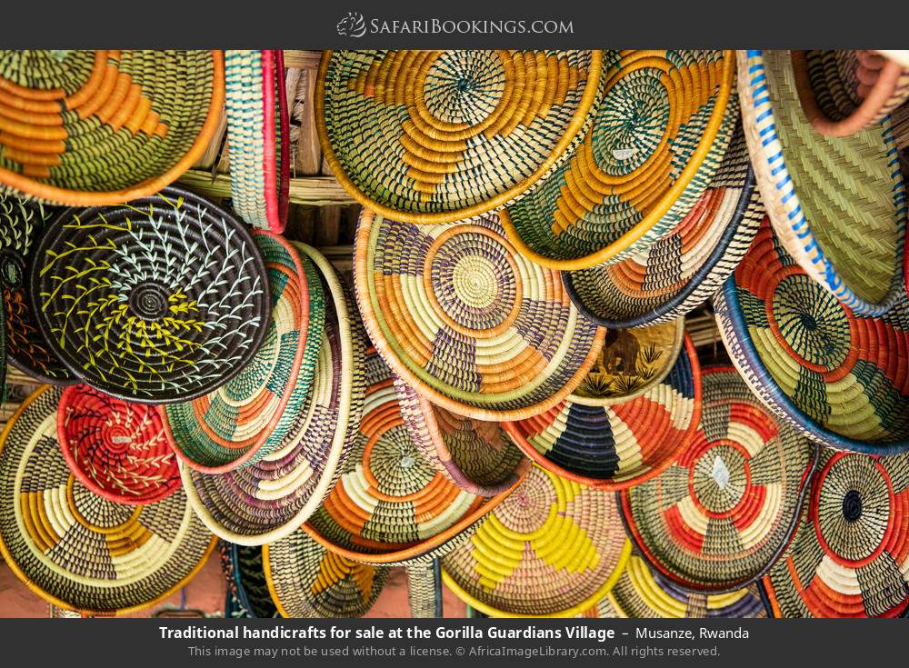 Traditional handicrafts for sale at the Gorilla Guardians Village in Ruhengeri, Rwanda