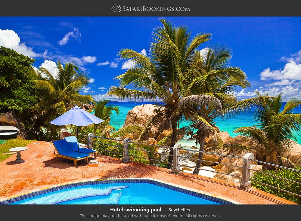Hotel swimming pool on La Digue Island