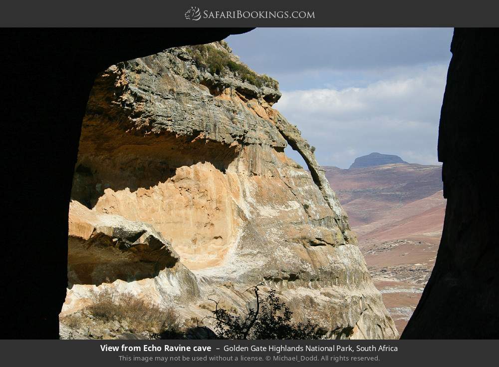 View from Echo Ravine cave in Golden Gate Highlands National Park, South Africa