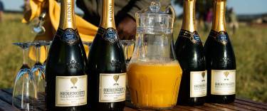Champagne toast after a hot-air balloon safari