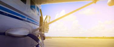Small aircraft on the runway