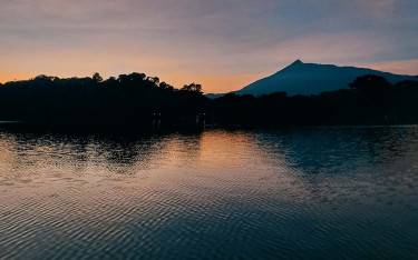 View of Mount Meru from Lake Duluti