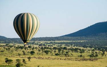 The wildebeest migration seen on a hot-air balloon safari
