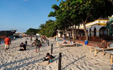 Busy beach at Stone Town waterfront