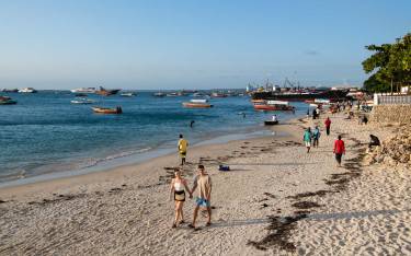 Busy beach at Stone Town waterfront