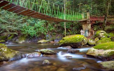 Suspension bridge over Sanje River