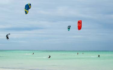 Kitesurfers at Paje Beach