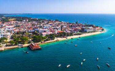 Aerial view over the town