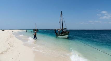 Boats anchored at the beach