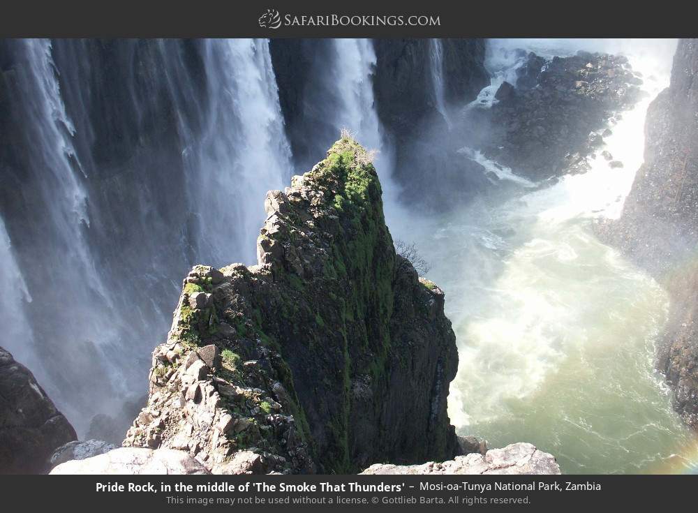 Pride Rock, in the middle of 'The Smoke That Thunders' in Mosi-oa-Tunya National Park, Zambia