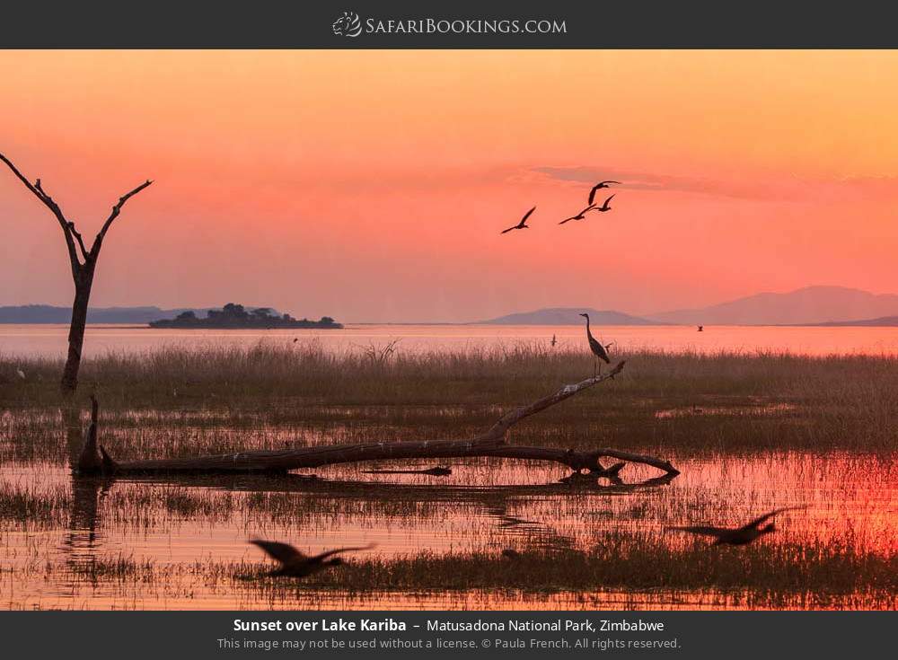 Sunset over Lake Kariba in Matusadona National Park, Zimbabwe