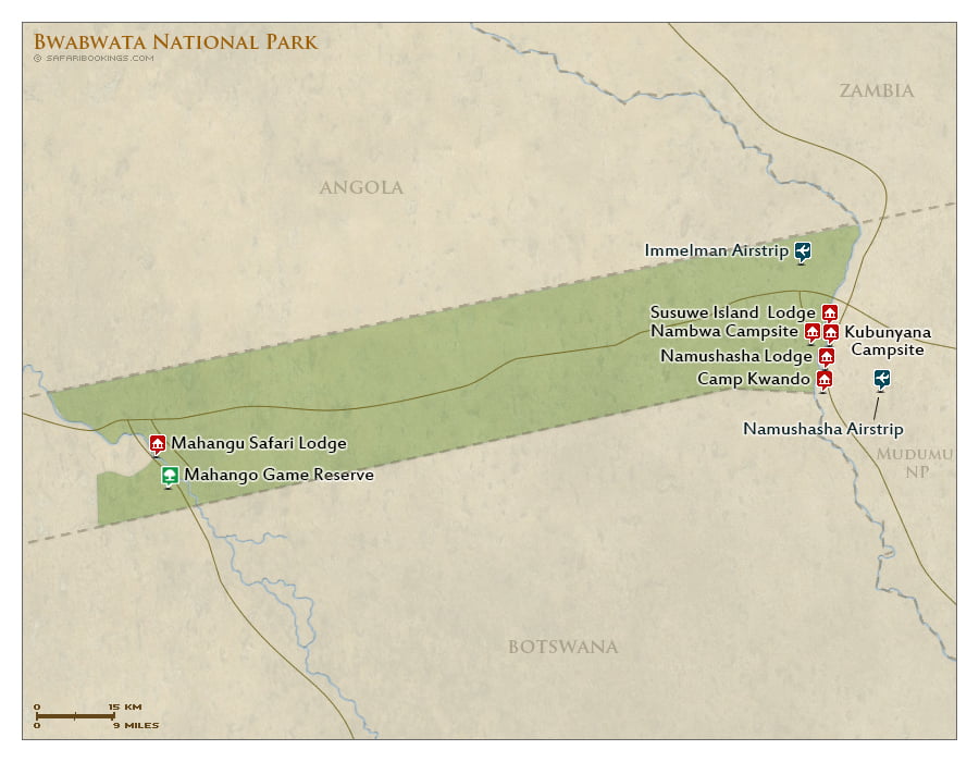 Detailed Map of Bwabwata National Park