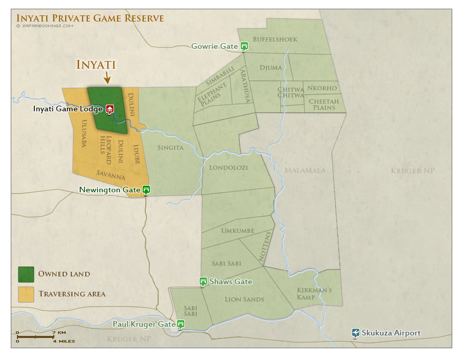 Detailed Map of Inyati Private Game Reserve