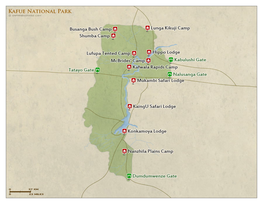 Detailed Map of Kafue National Park