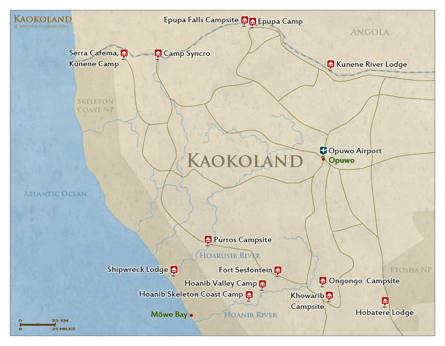 Detailed Map of Kaokoland
