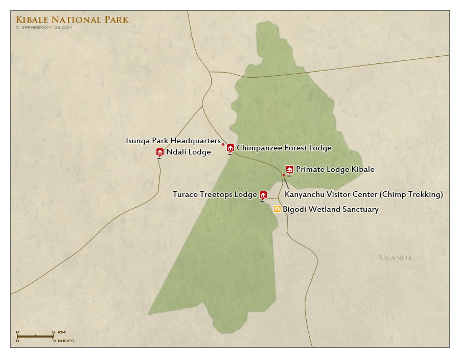 Detailed Map of Kibale National Park