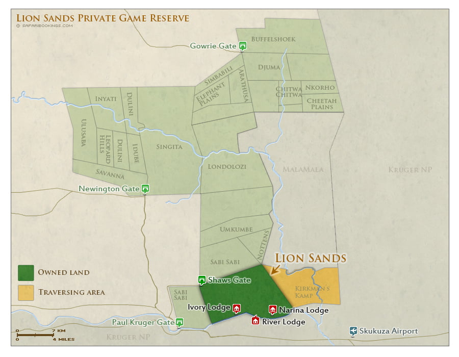 Detailed Map of Lion Sands Game Reserve