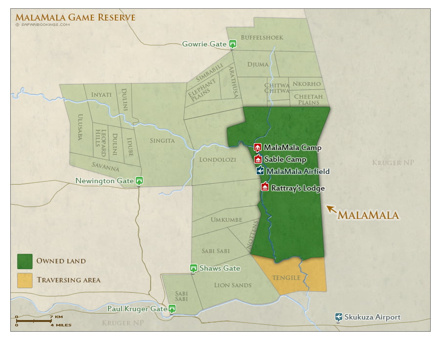 Detailed Map of MalaMala Game Reserve