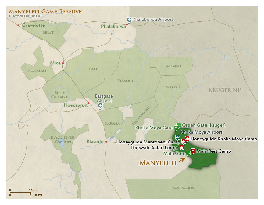 Detailed Map of Manyeleti Game Reserve