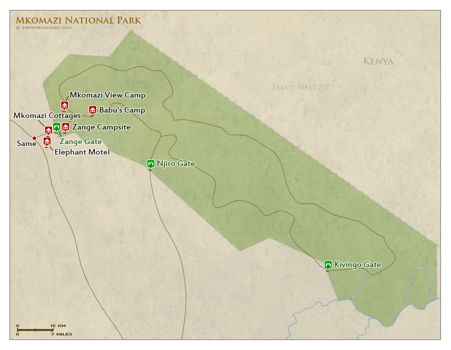 Detailed Map of Mkomazi National Park
