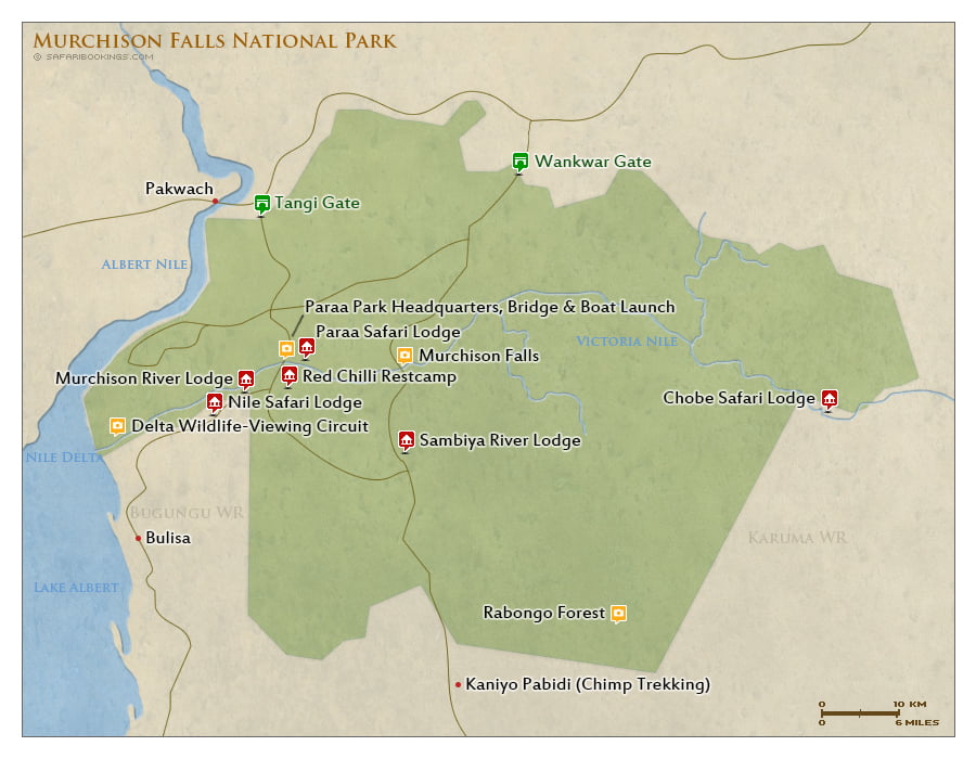 Detailed Map of Murchison Falls National Park