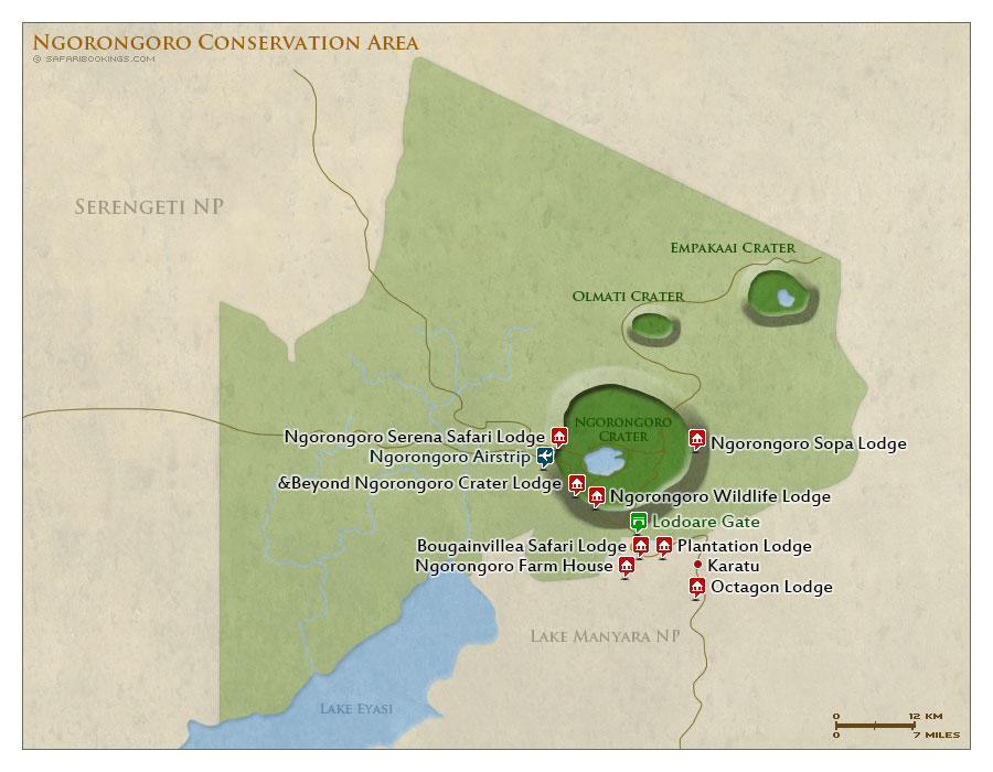 Detailed Map of Ngorongoro Crater