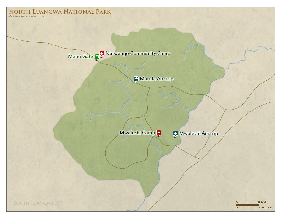 Detailed Map of North Luangwa National Park