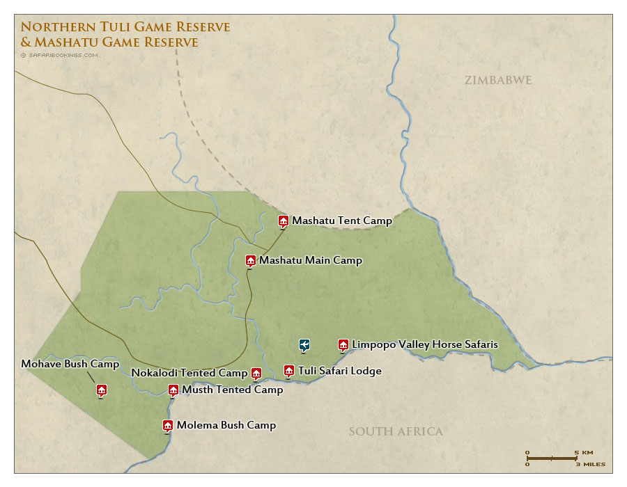 Detailed Map of Northern Tuli Game Reserve