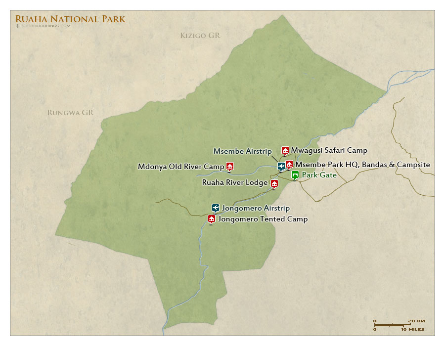 Detailed Map of Ruaha National Park
