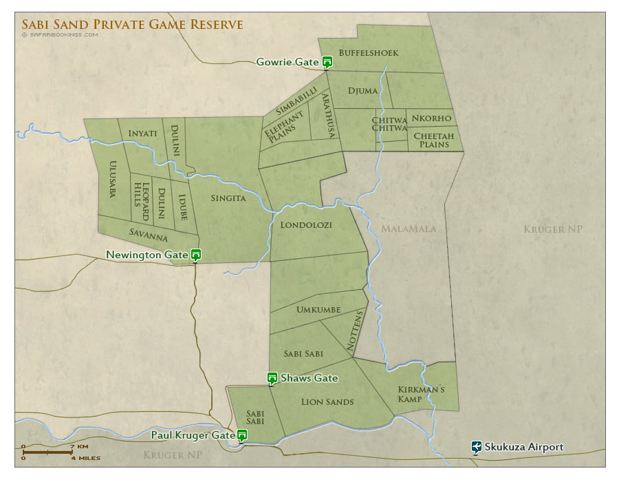 Detailed Map of Sabi Sand Nature Reserve