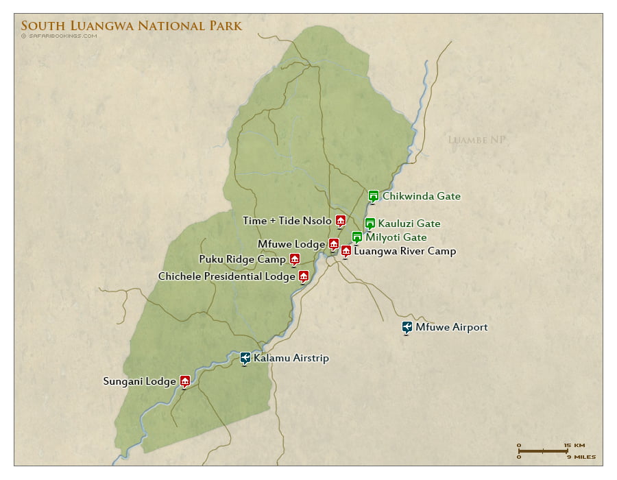 Detailed Map of South Luangwa National Park