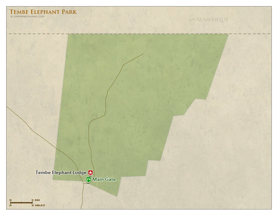 Detailed Map of Tembe Elephant Park