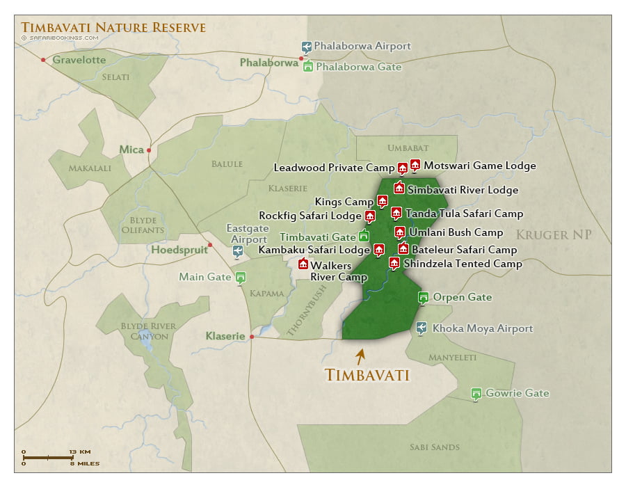 Detailed Map of Timbavati Nature Reserve